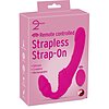 Strapless Strap On Cu 2 Vibratoare Reîncărcabil Roz Thumb 7