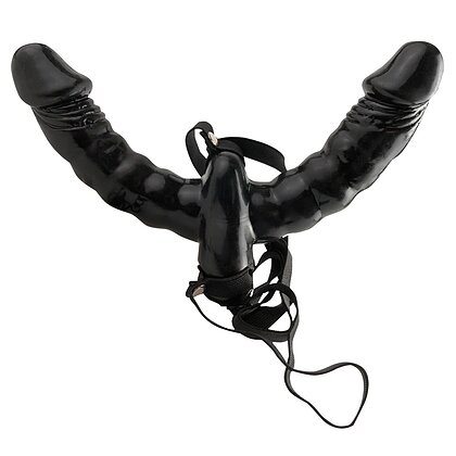 Strap-On Cu Vibratii Double Delight Negru