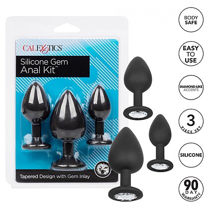 Set 3 Dopuri Anale Silicon Negru 8