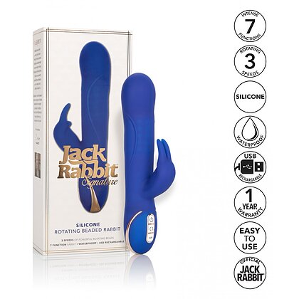 Vibrator Silicone Rotating Rabbit Albastru 10