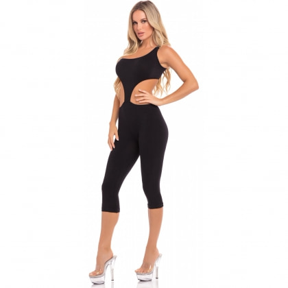 Catsuit Pink Lipstick One Shoulder Negru M-L 3