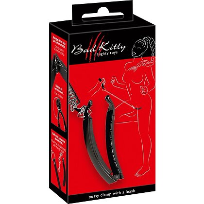 Clema Intimă cu Lesă Bad Kitty – Metalică 11 cm Negru 8