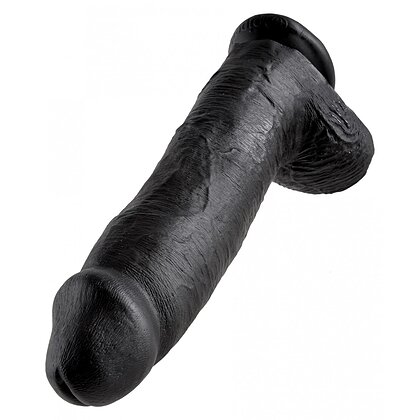 Dildo Realistic 30.5 cm Cu Testicule Negru 2