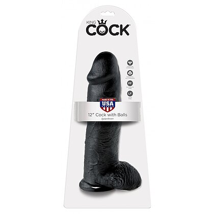 Dildo Realistic 30.5 cm Cu Testicule Negru 6