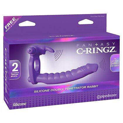 Inel Penis Silicone Double Pene Rabbit Mov 3