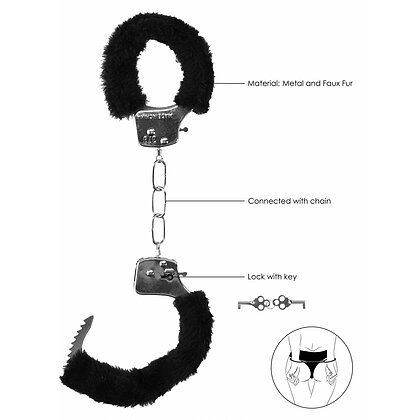Pleasure Handcuffs Furry Negru 4