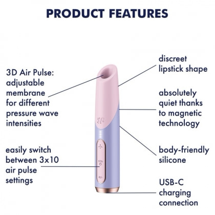 Satisfyer Bold Kiss Stimulator Clitoridian cu 30 de programe Mov 6