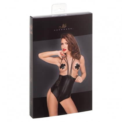 Body Noir Wetlook Multistraps Negru 2XL 4