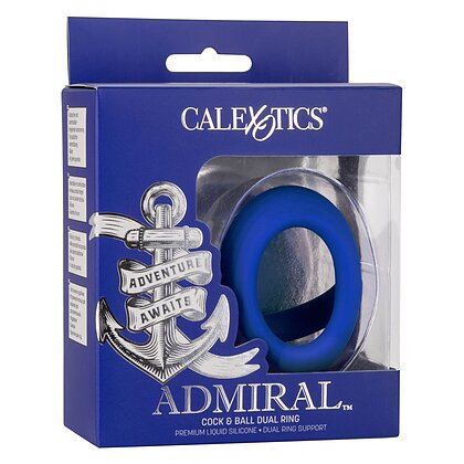 Inel Penis Dual Ring cu Suport pentru Testicule Albastru 8