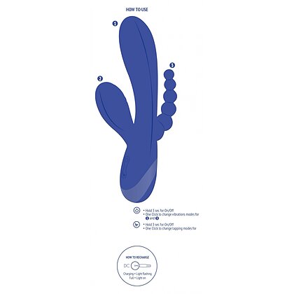 Triple Love Vibrator Rabbit Multifuncțional Albastru 8