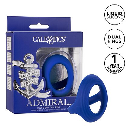 Inel Penis Dual Ring cu Suport pentru Testicule Albastru 7