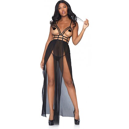 Rochie Leg Avenue Cage Maxi Negru S-M