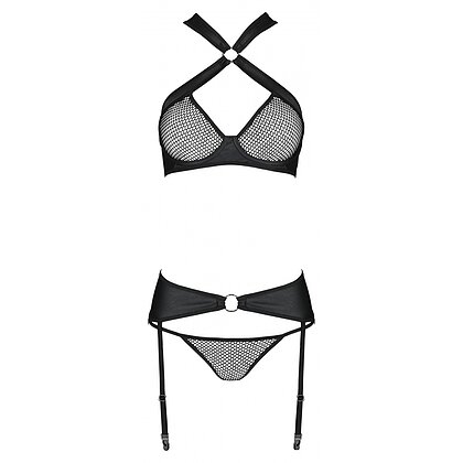 Set Din Piele Passion Amanda Negru L-XL