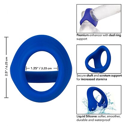 Inel Penis Dual Ring cu Suport pentru Testicule Albastru 6