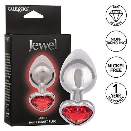 Jewel Large Ruby Heart Plug Roșu 6