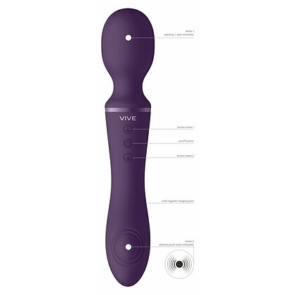 Vibrator Clitoridian Enora cu Două Motoare de 22 cm Mov 7