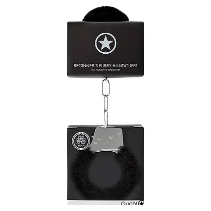 Cătușe Beginners Handcuffs Furry Negru 6