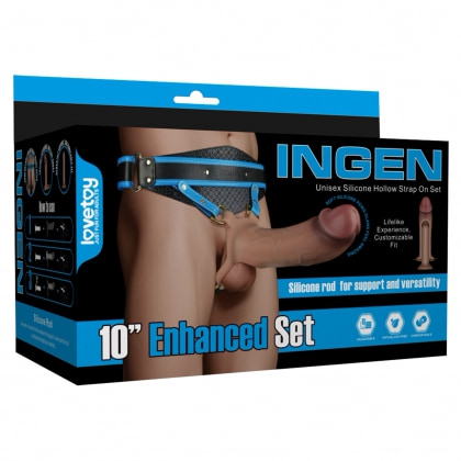 LoveToy Ingen Set Strap‑On 25,5 cm – Manșon Gol cu Tijă Reglabilă 19