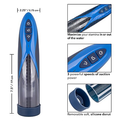 Pompă Penis Rechargeable Waterproof Albastru 3