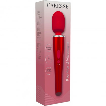 Caresse Pro Wand 8000rpm - 5 Moduri, IPX7, 120 Min Roșu 8