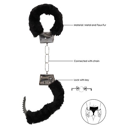 Cătușe Beginners Handcuffs Furry Negru 4