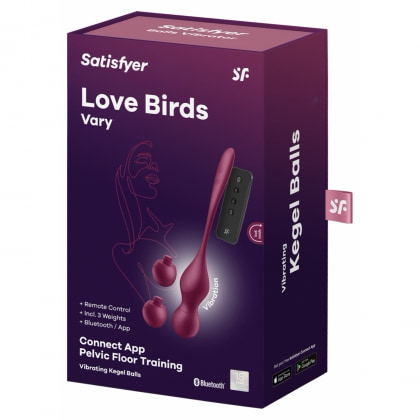 Satisfyer Love Birds Vary Set Kegel Reîncărcabil 3 Greutăți Vișiniu 8