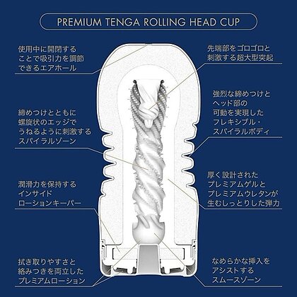 Masturbator Premium Tenga Rolling Head Albastru 4