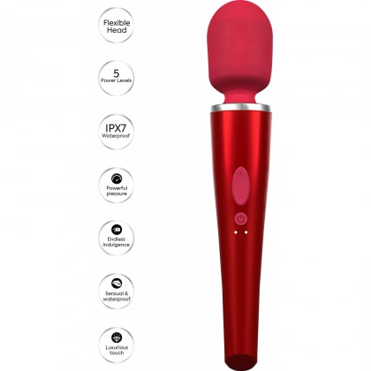 Caresse Pro Wand 8000rpm - 5 Moduri, IPX7, 120 Min Roșu 6