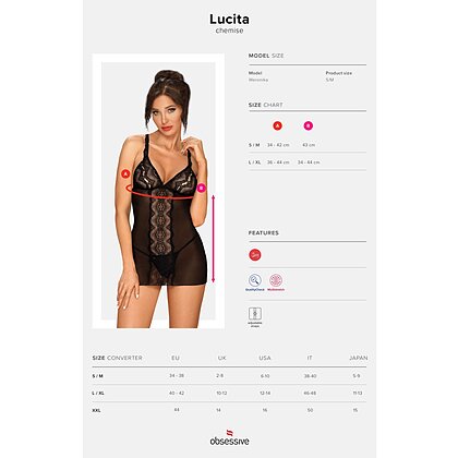 Chemise Obsessive Lucita Negru L-XL 5