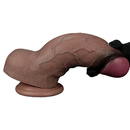 Lovetoy Dildo 25cm Silicon Dublu Strat cu Ventuză Maro 5