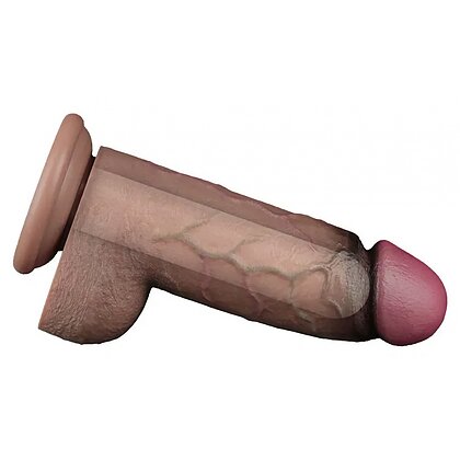Lovetoy Dildo 25cm Silicon Dublu Strat cu Ventuză Maro 7
