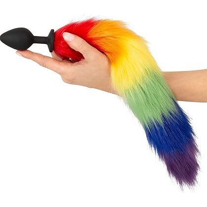 Plug Anal You2Toys cu Coadă Pufoasă Rainbow 42 cm Negru 4