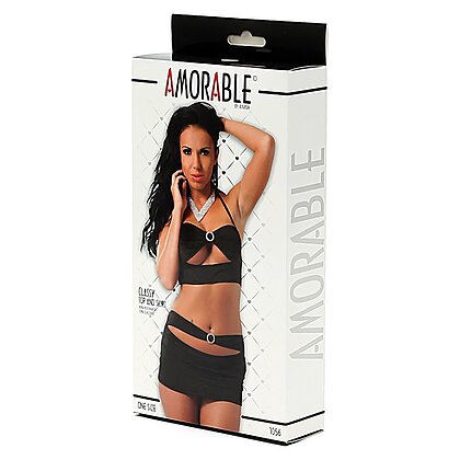 Set Amorable Mini Skirt With Top Negru S-L 3