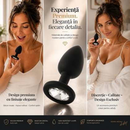 Dop Anal Diamond Jewel Premium din Silicon Negru 3