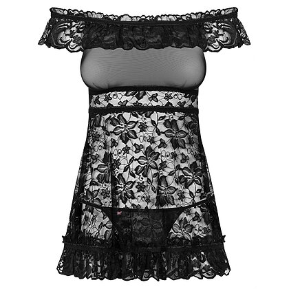 Babydoll Dress Obsessive Flores Negru S-M