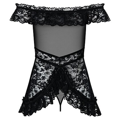 Babydoll Dress Obsessive Flores Negru S-M 4