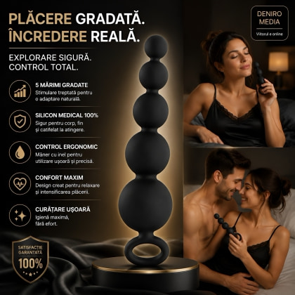 Bile Anale Din Silicon Cu Striații 14cm Negru 4