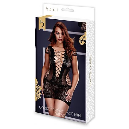 Chemise Baci Front Lace Mini Dress Negru S-L 3