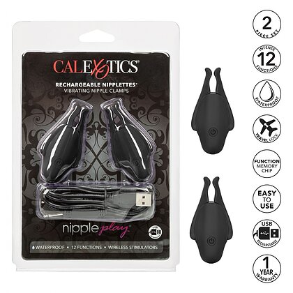 Cleme Pentru Sfârcuri Cu Vibrație Nipplettes Play Negru 5