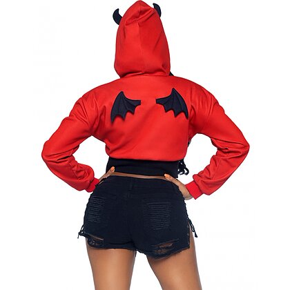 Costum Leg Avenue Devil Cropped Hoodie Roșu S-M 2