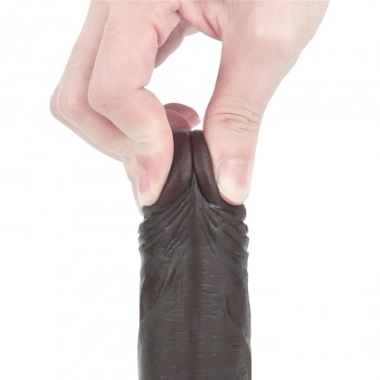 Dildo Sliding Skin Dual Layer cu Testicule și Ventuză 12