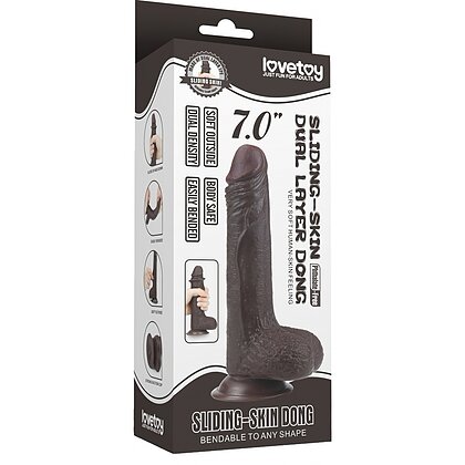 Dildo Sliding Skin Dual Layer cu Testicule și Ventuză 18