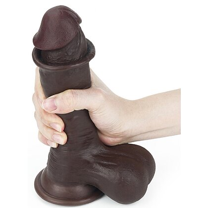 Dildo cu Ventuză Sliding Skin Dual Layer Dong Maro 4