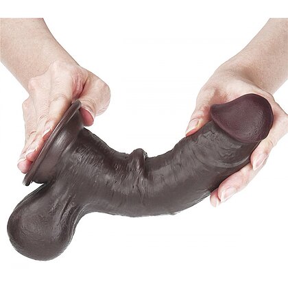 Dildo cu Ventuză Sliding Skin Dual Layer Dong Maro 8
