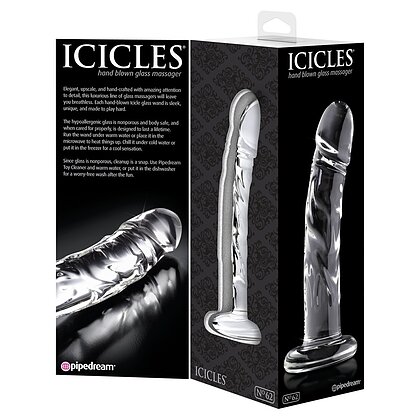 Dildo de Sticlă Icicles No 62 Transparent 18cm 2