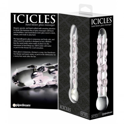Dildo Icicles Hand Blown Glass 17.8cm Transparent 2