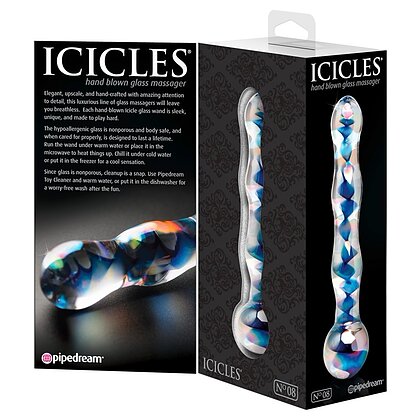 Dildo Sticlă Icicles No 8 Transparent 17.8cm 2