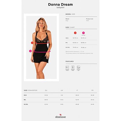 Babydoll Obsessive Donna Dream Negru XS-S 5