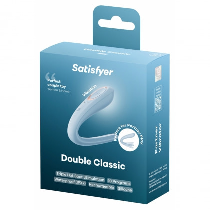 Satisfyer Double Classic Vibrator Cuplu Reîncărcabil Albastru 5