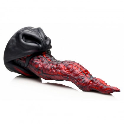 Dragon Tongue — Dildo silicon 24,4 cm, Ventuză Puternică Roșu 2
